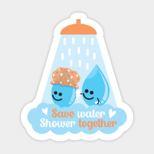 Save Water Shower Together - Dark Blue Sticker